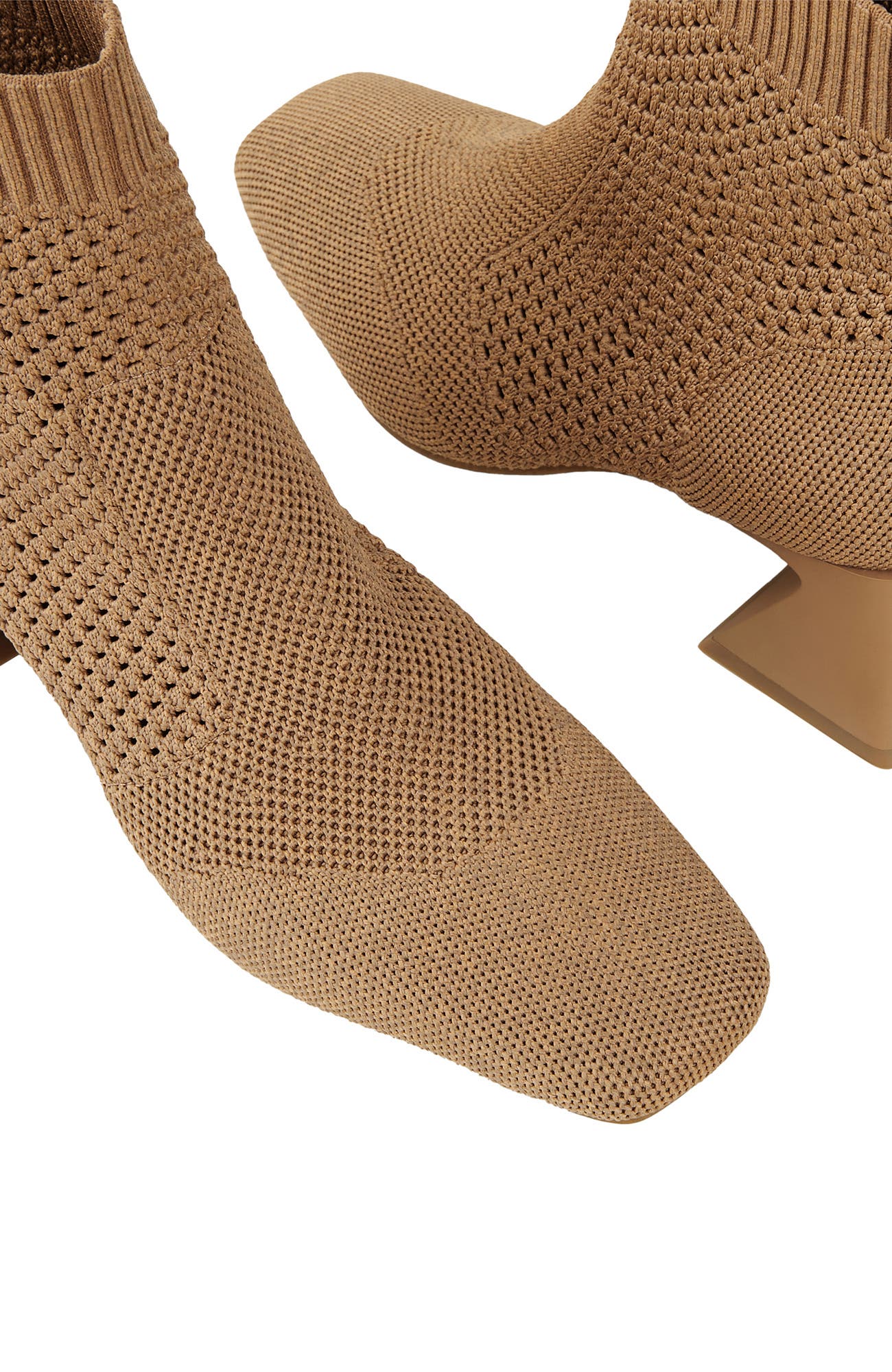 VIVAIA Square-Toe Perforated Heeled Boots, Alternate, color, Nutmeg