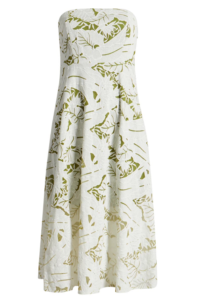 Sam Edelman Palm Jacquard Strapless Midi Dress, Alternate, color,