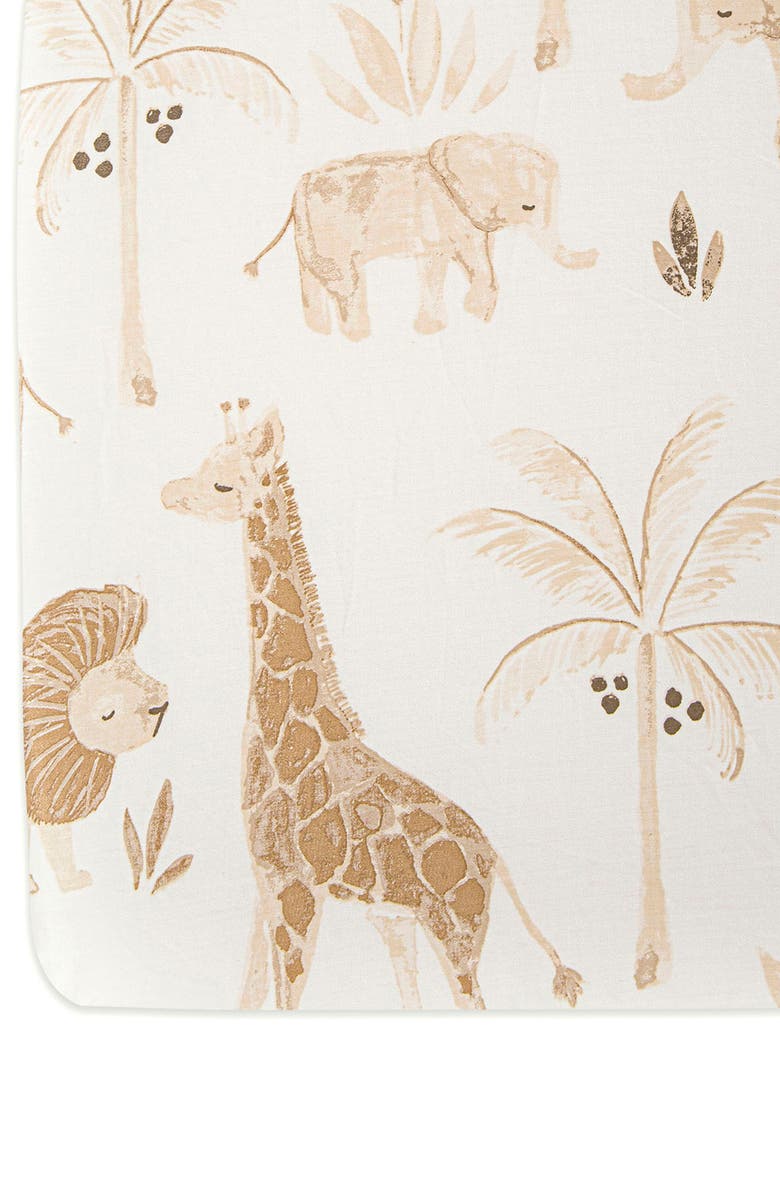 CRANE BABY Cotton Sateen Fitted Crib Sheet, Alternate, color, White/Multi