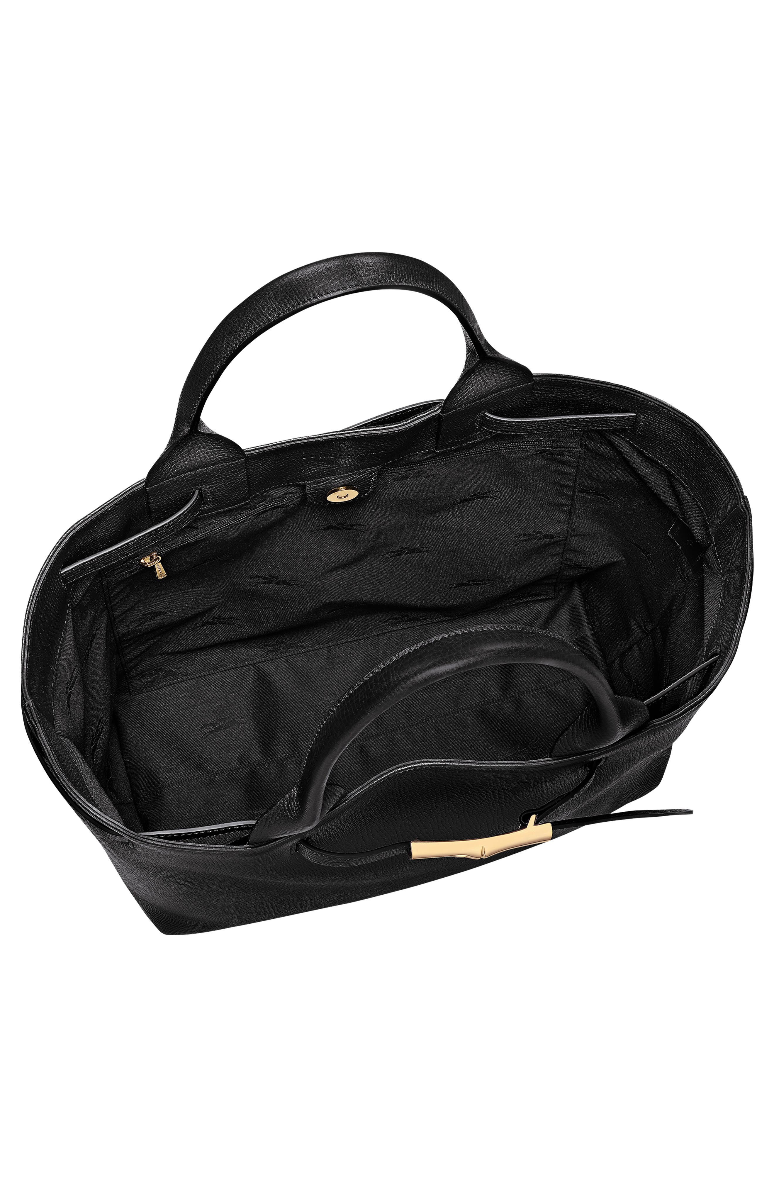 Le Smart Flow Large Leather Tote, Alternate, color, BLACK