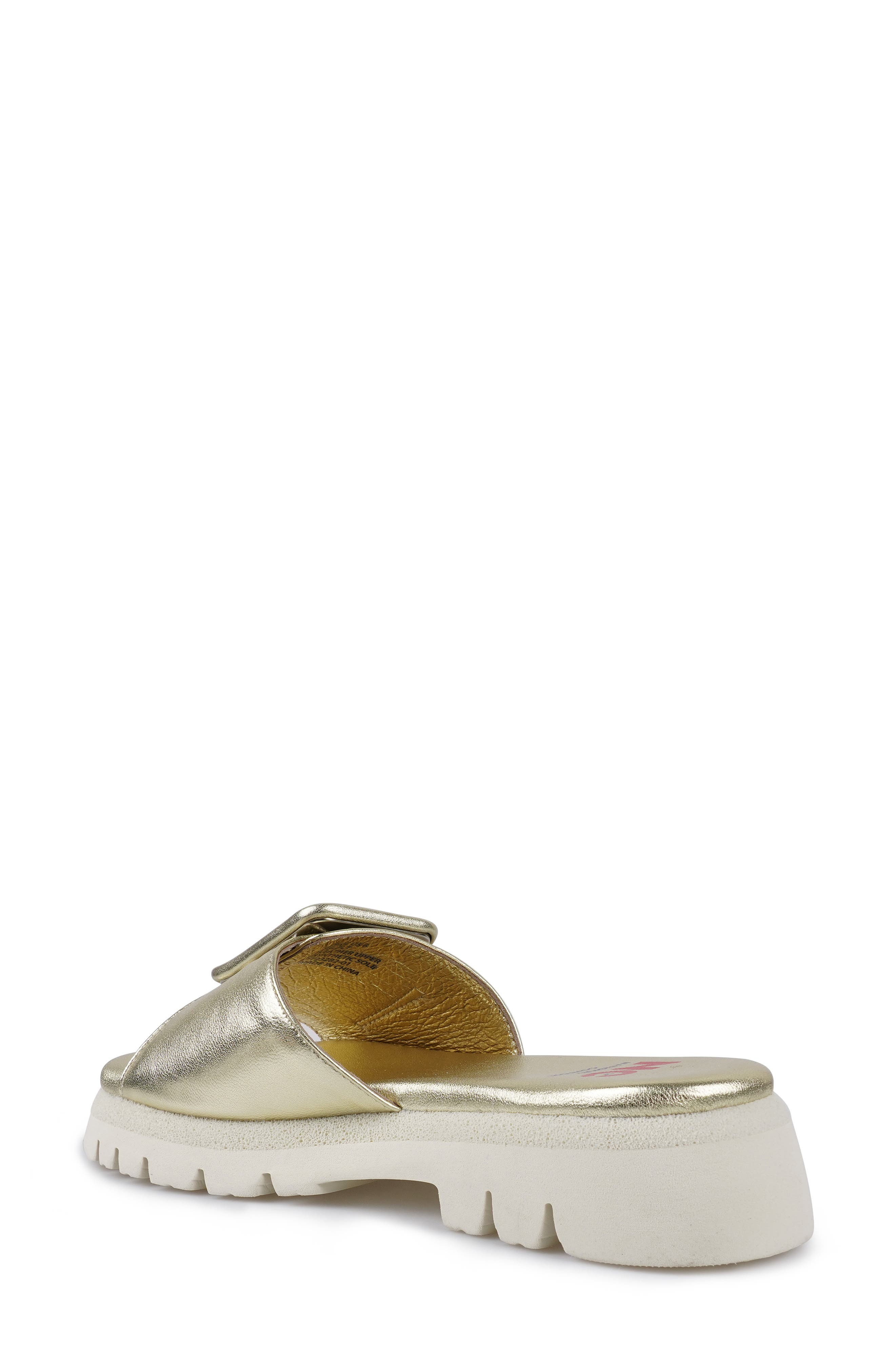 Tail Platform Slide Sandal, Alternate, color, GOLD LEATHER