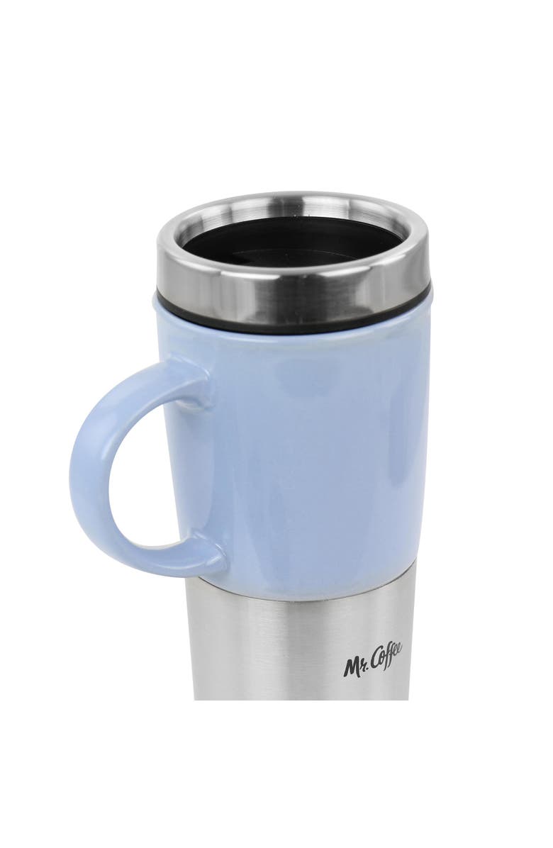 Mr. Coffee Travertine 16 oz Stoneware & Stainless Steel Travel Mug with Lid set of 3 Assorted, Alternate, color, Blue