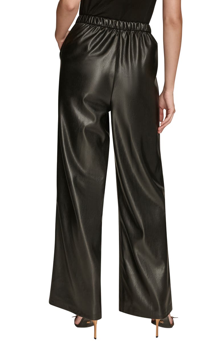 Donna Karan New York Pull On Faux Leather Pants, Alternate, color, Black