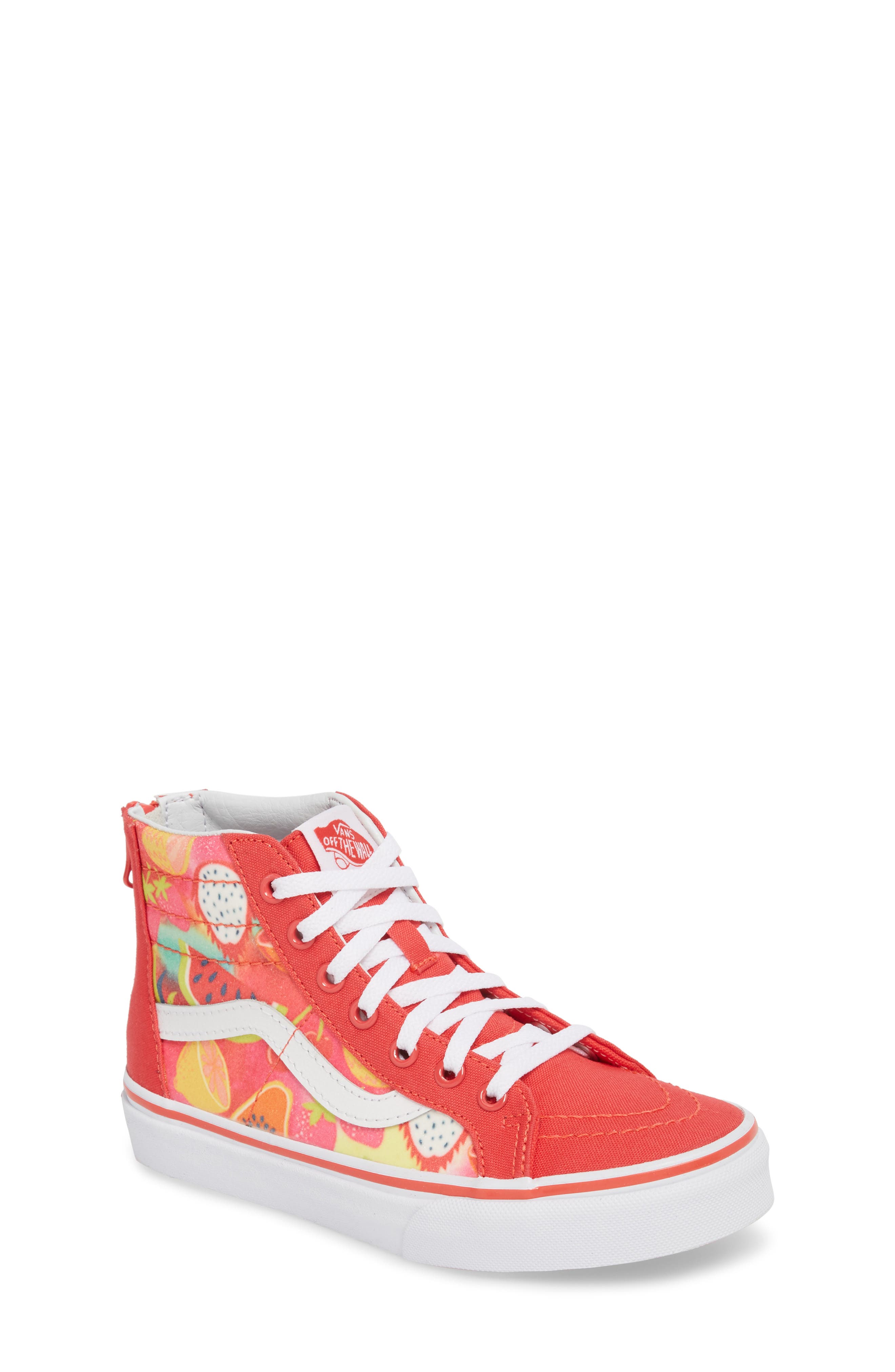 Sk8-Hi Zip Sneaker, Main, color, HIBISCUS/ WHITE GLITTER FRUITS