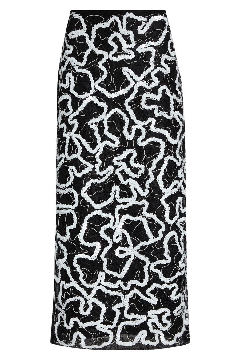 Maite Sequin Embellished Lace Skirt, Main, color, BLACK WHITE MULTI