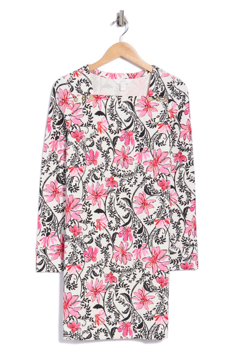 Aubri Long Sleeve Shift Dress, Alternate, color, WHITE
