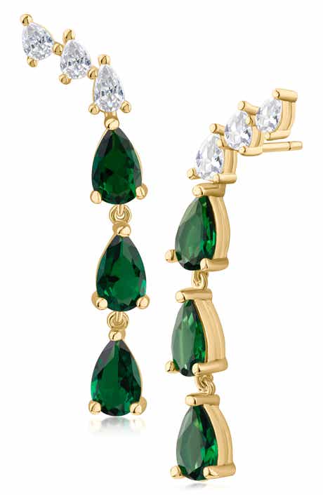 Cubic Zirconia Pear Ear Crawlers