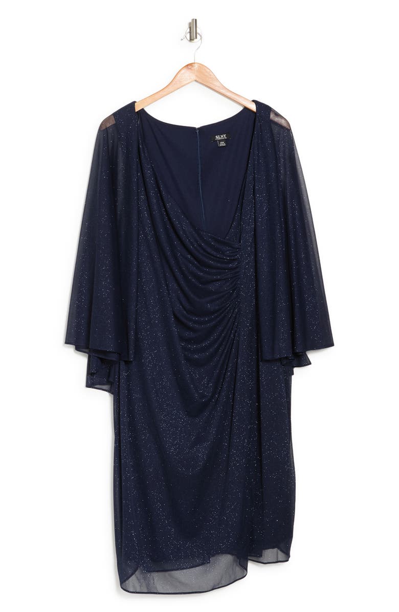 SL FASHIONS Surplice Neck Long Sleeve Cocktail Dress, Alternate, color, 