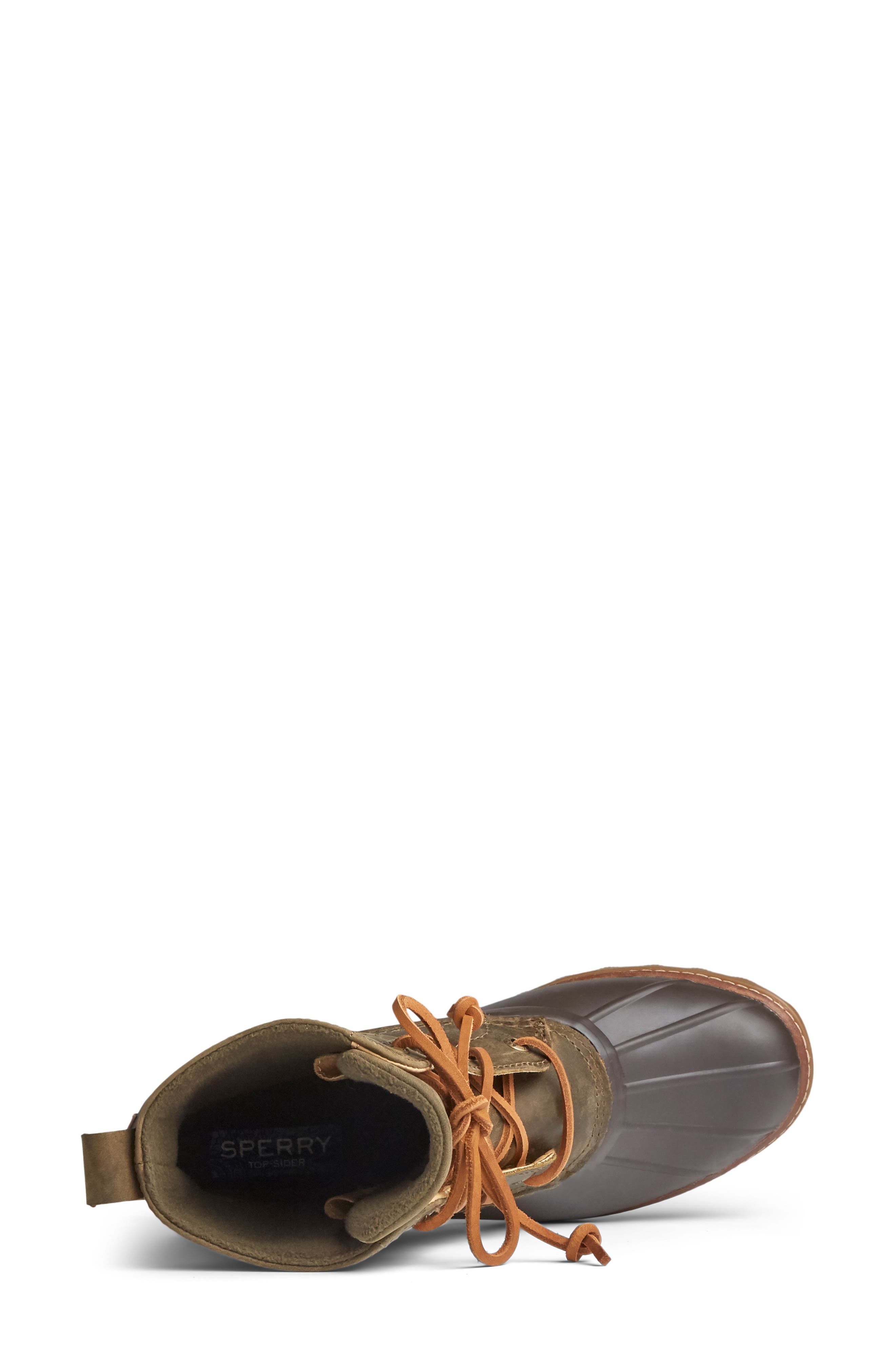 Saltwater Duck Bootie, Alternate, color, OLIVE LEATHER