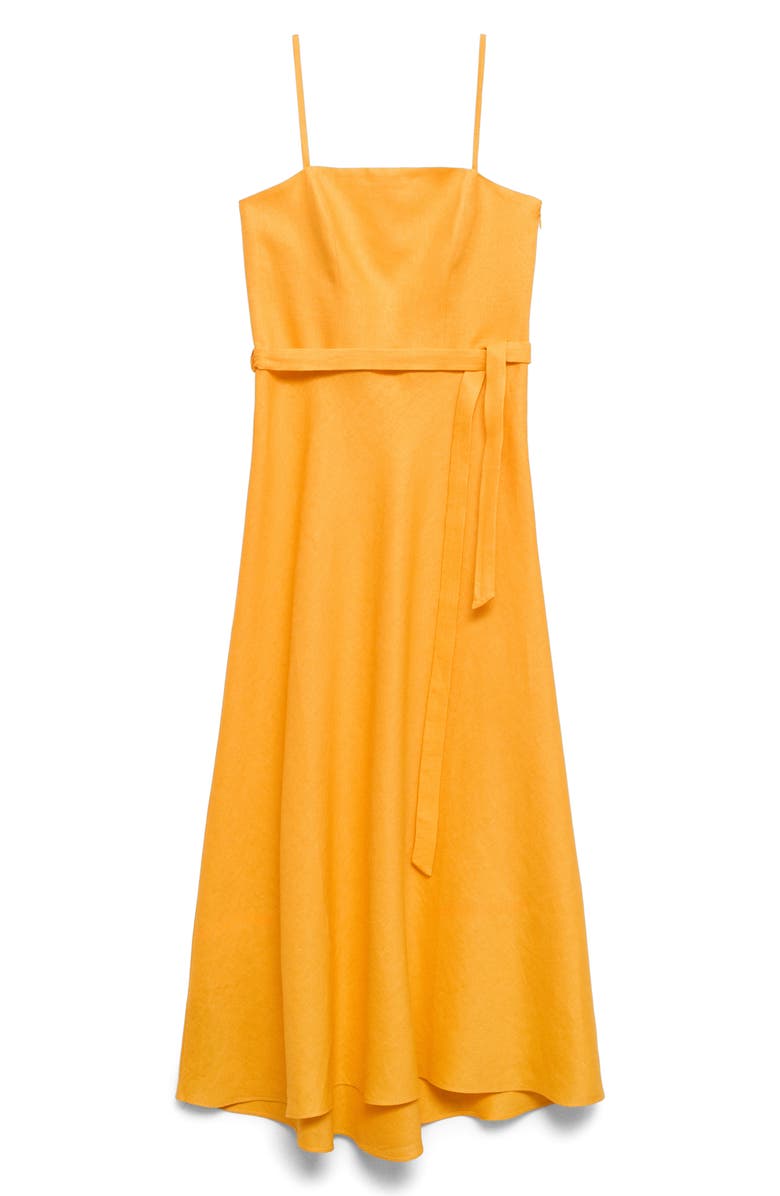 MANGO Bow Linen Sundress, Main, color, Orange