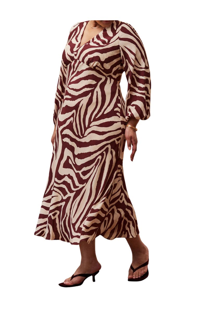Live Unlimited Animal Stripe Long Sleeve Dress, Alternate, color, Cream