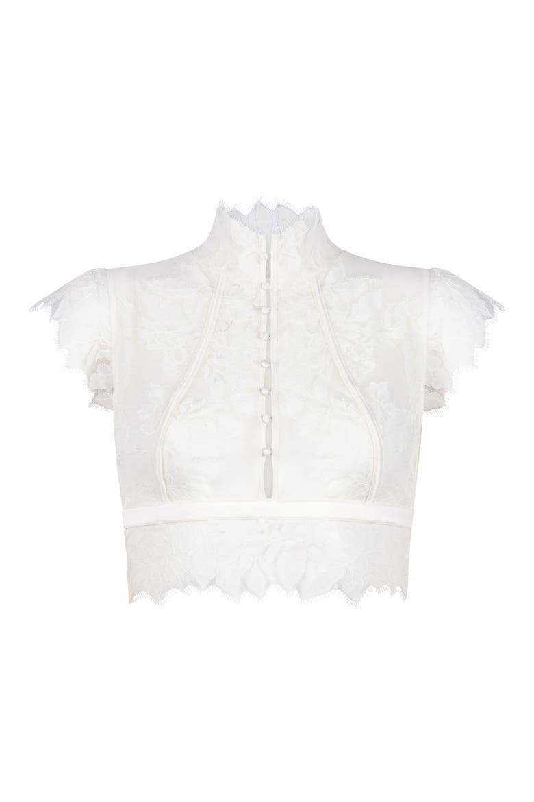 Amelia Lace & Mesh Crop Corset Top, Alternate, color, SNOW WHITE
