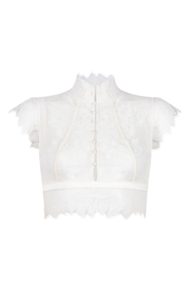 Hunkemöller Amelia Lace & Mesh Crop Corset Top, Alternate, color, Snow White