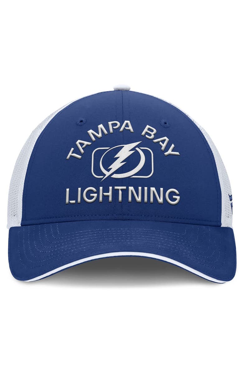 FANATICS Men's Fanatics Blue/White Tampa Bay Lightning Authentic Pro Rink Trucker Hat, Alternate, color, 