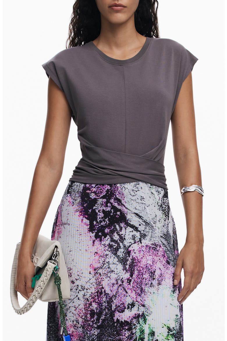 Short Sleeve A-Line Dress, Main, color, NEUTRAL GRAY