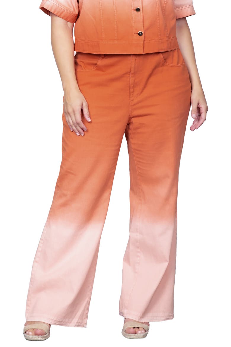 Ombré Dip Dye Wide Leg Jeans, Main, color, CORAL
