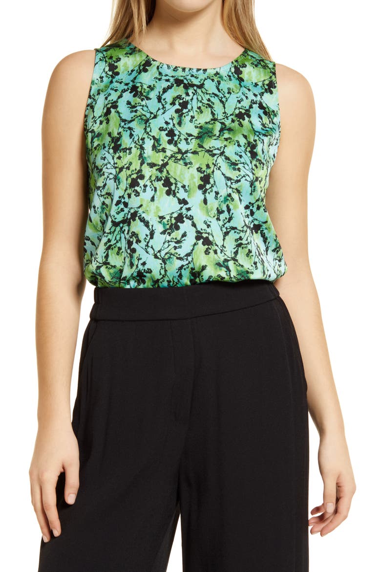 Woven Tank Top, Main, color, GREEN FLORAL FRESH