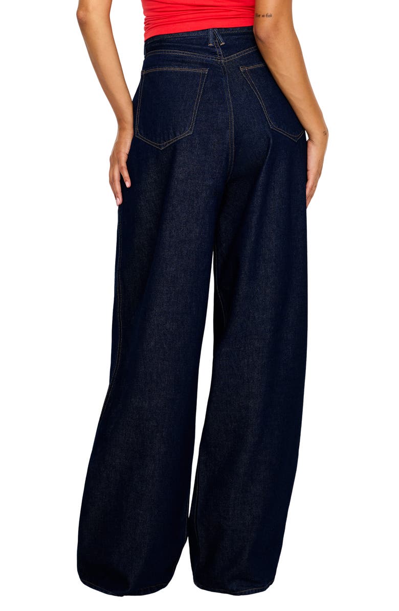 Good American High Waist Pleated Wide Legs, Alternate, color, Indigo716