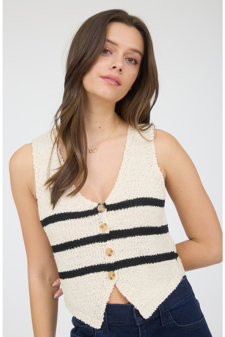 Stripe Crop Sweater Vest, Alternate, color, CREAM