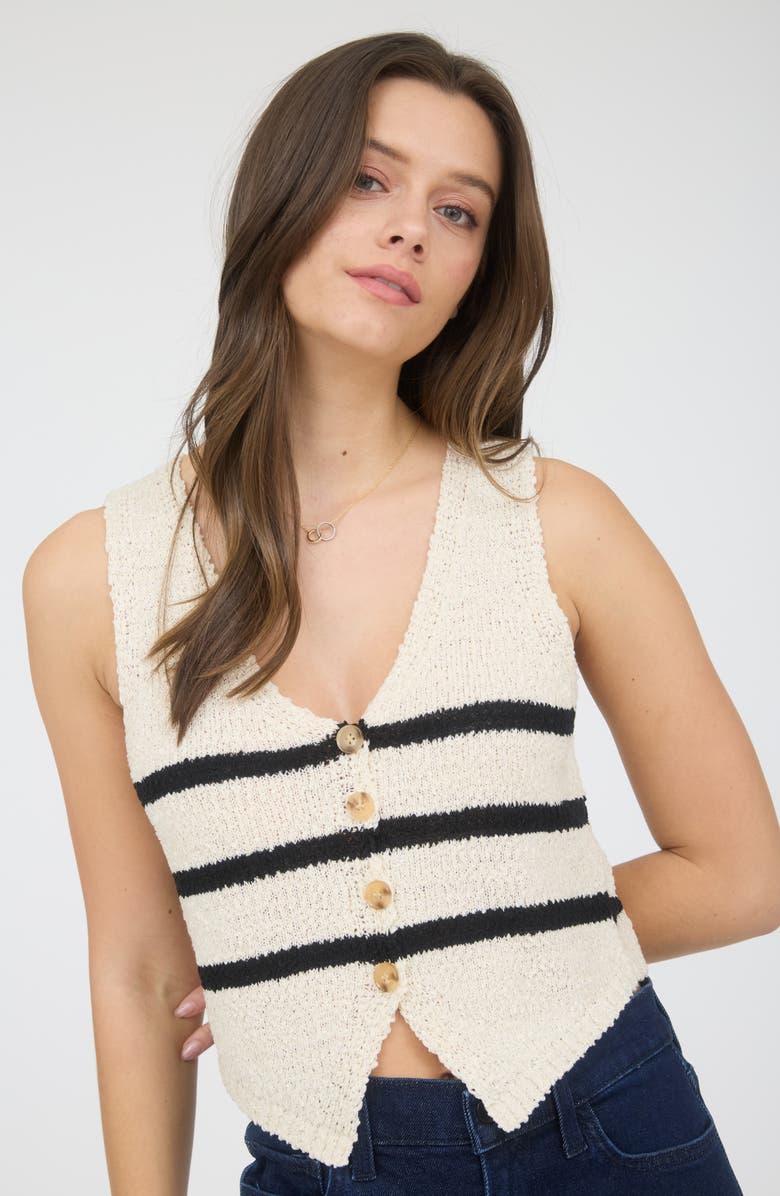 Blu Pepper Stripe Crop Sweater Vest, Alternate, color,