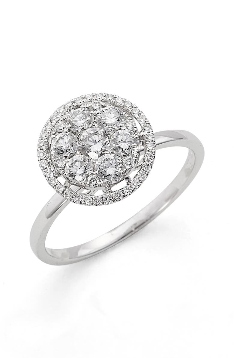 Bony Levy 'Mika' Round Halo Diamond Ring, Alternate, color, White Gold