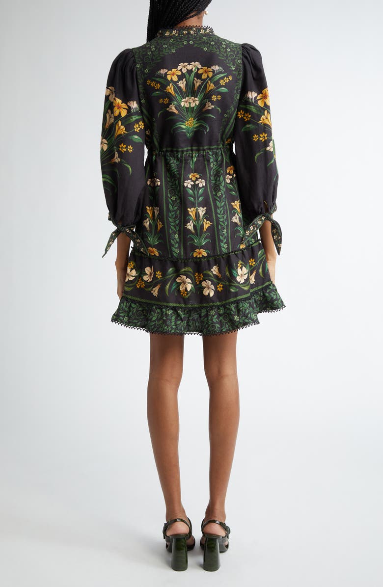 FARM Rio Flowers Arch Linen Blend Minidress, Alternate, color,