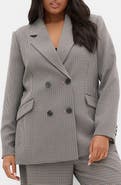City Chic Tiana Plaid Double Breasted Blazer