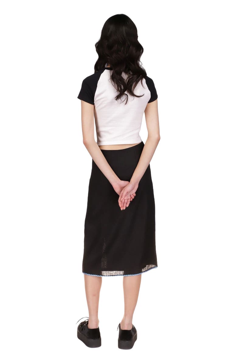 Anna Sui Micro Ribbed Raglan Baby Tee, Alternate, color, Black/White