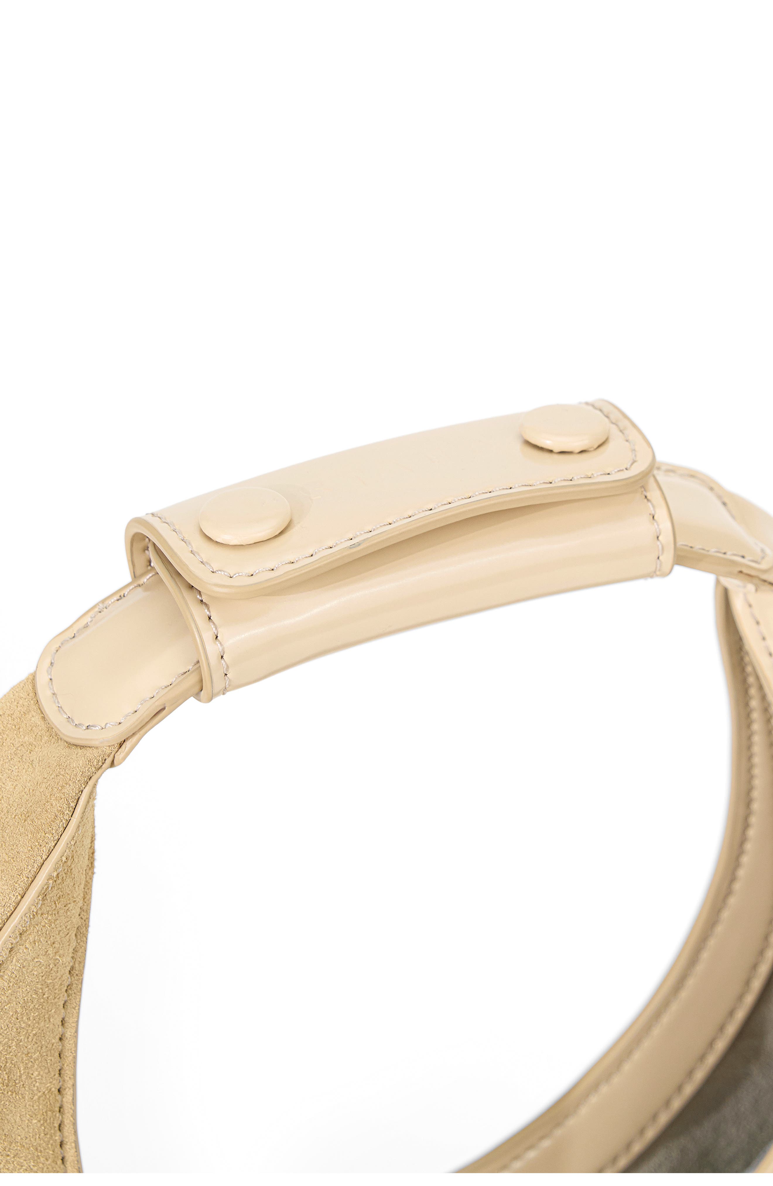 STAUD Mini Moon Split Leather Bag, Alternate, color, Oat