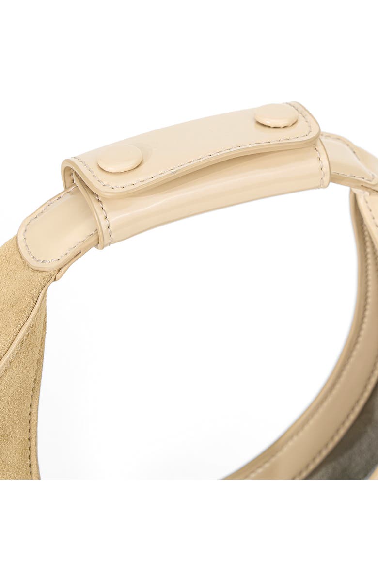 STAUD Mini Moon Split Leather Bag, Alternate, color, Oat