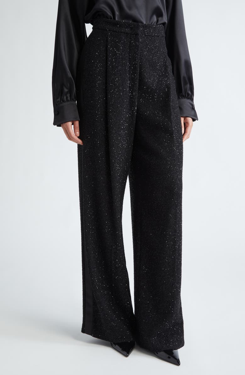 Max Mara Navigli Sequin Stretch Virgin Wool Bouclé Trousers, Main, color, 