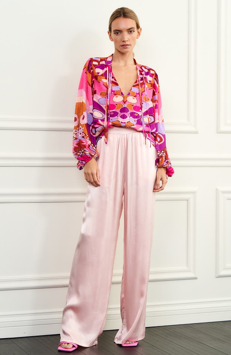 CIEBON Tess Print Puff Sleeve Blouse, Alternate, color, Pink Multi