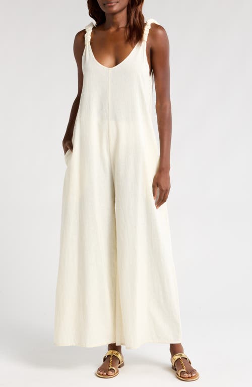 Shop Elan Cotton & Linen Cover-up Jumpsuit In White