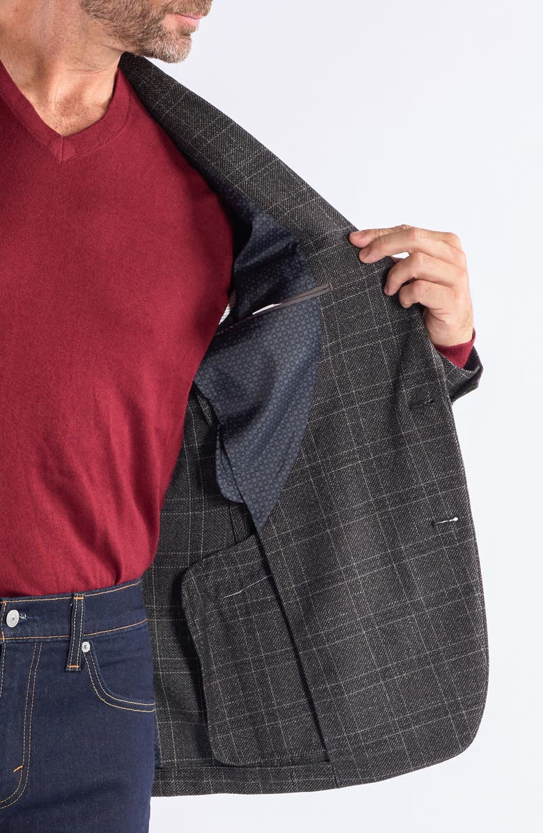SAVILE ROW CO Windowpane Knit Sport Coat, Alternate, color, Grey