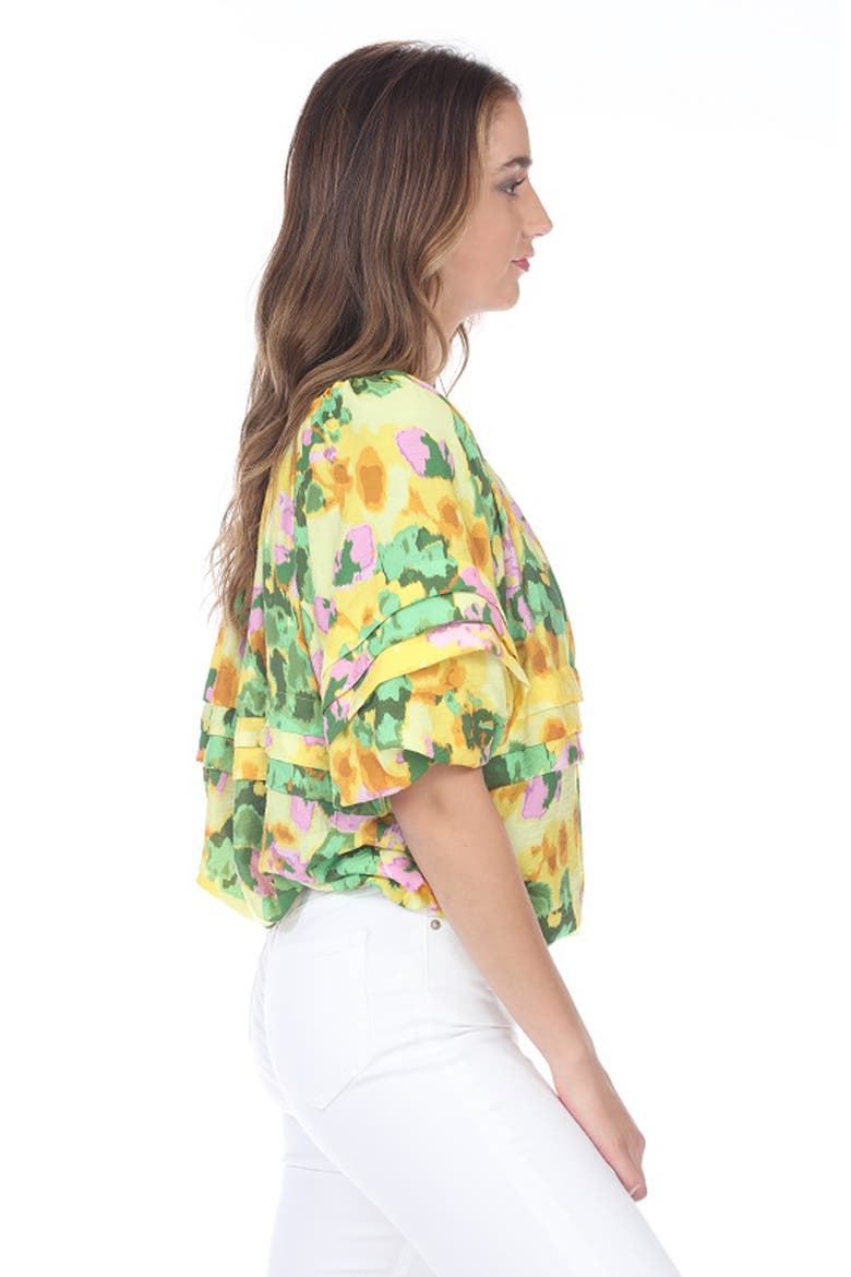 Floral Ruffle Top, Alternate, color, YELLOW