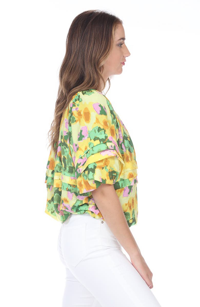 RAIN AND ROSE Floral Ruffle Top, Alternate, color, Yellow
