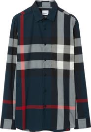 Burberry Somerton Slim Fit Check Cotton Poplin Button-Up Shirt