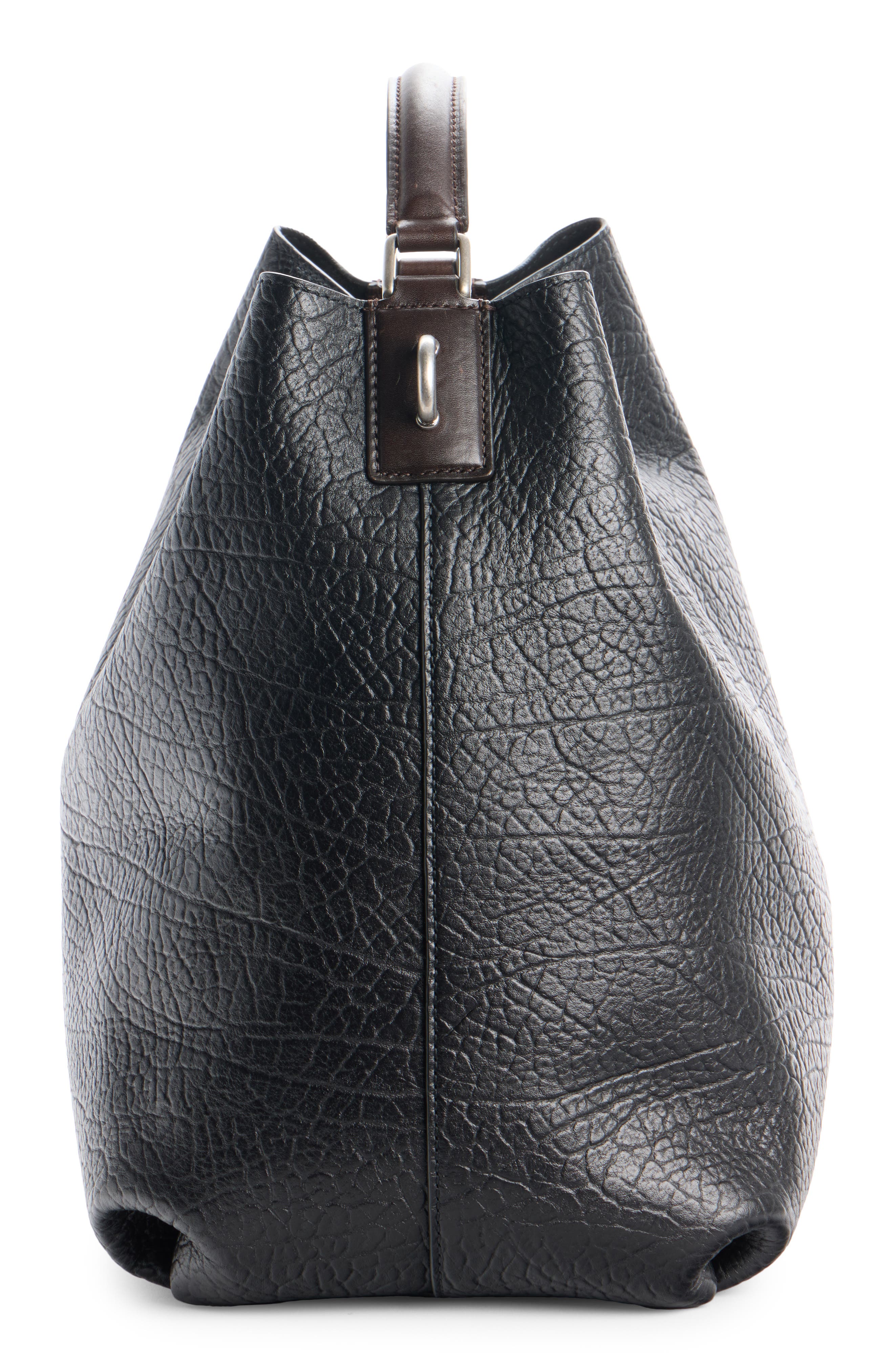 Grip Leather Crossbody Bag, Alternate, color, BLACK