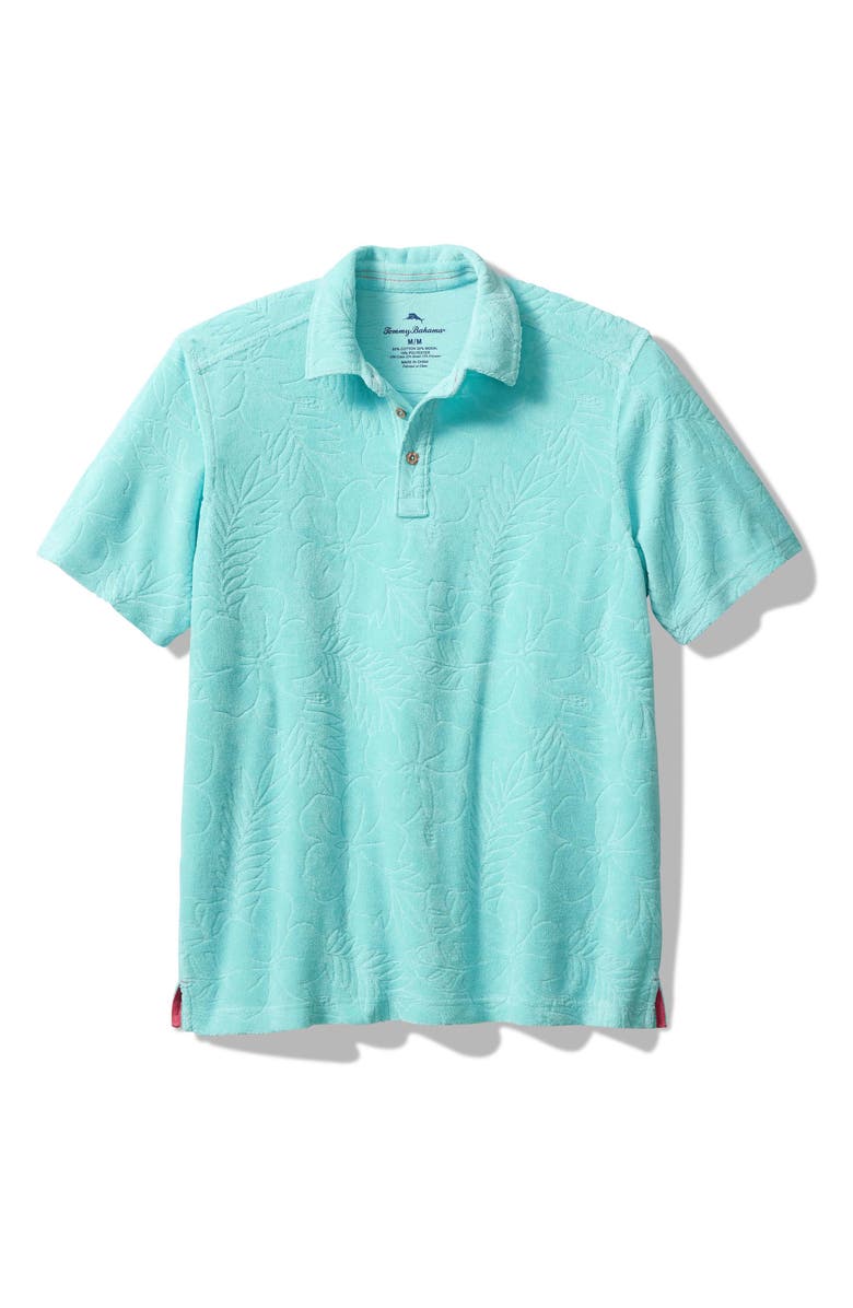 Tommy Bahama Poolside Hibiscus Jacquard Terry Cloth Polo, Main, color, Hummingbird Blue