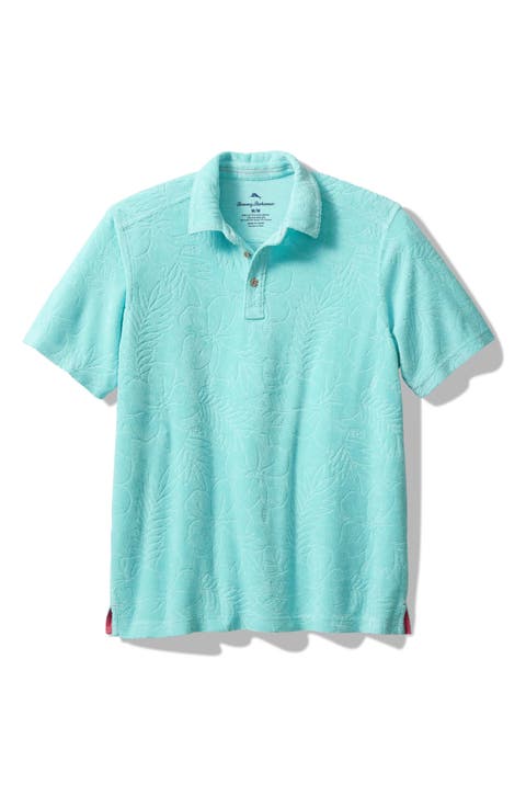 Poolside Hibiscus Jacquard Terry Cloth Polo