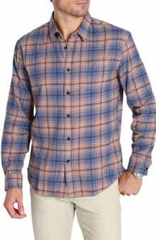 JACHS Plaid Long Sleeve Stretch Cotton Button-Up Shirt