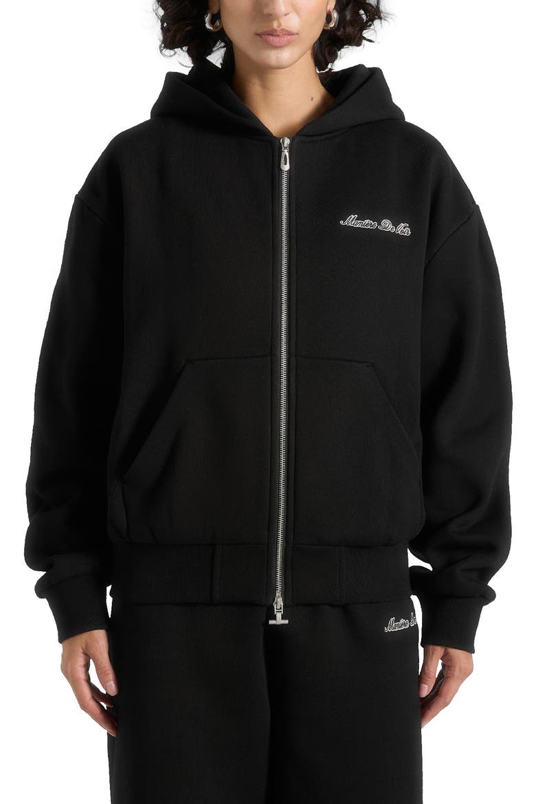 Unisex Signature Relaxed Fit Zip Hoodie, Main, color, Black