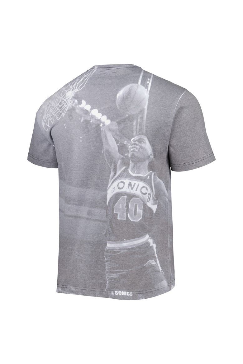 Men's Mitchell & Ness Shawn Kemp Heather Gray Seattle SuperSonics Above The Rim T-Shirt, Alternate, color, Gray