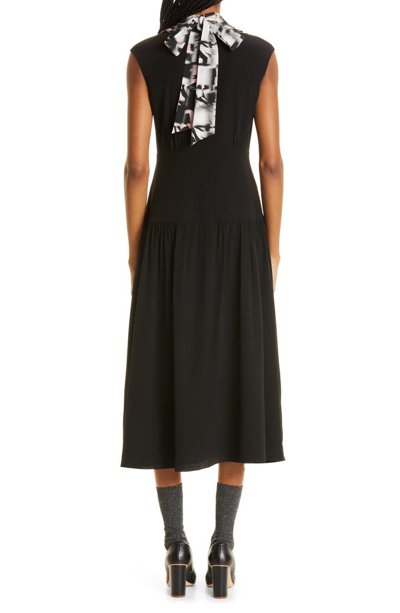 JASON WU Cap Sleeve Midi Fit & Flare Dress with Silk Neck Tie, Alternate, color, 