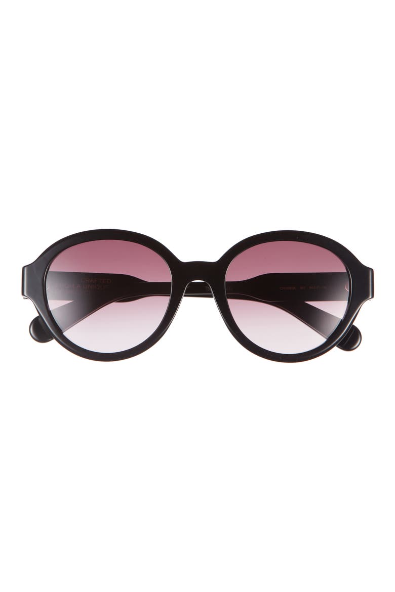 54mm Round Sunglasses, Main, color, BLACK BLACK RED