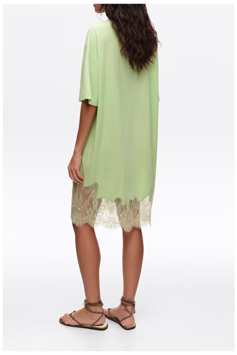 Short Lace T-Shirt Dress, Alternate, color, APPLE GREEN