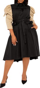 BUXOM COUTURE Contrast Puff Shoulder Dress