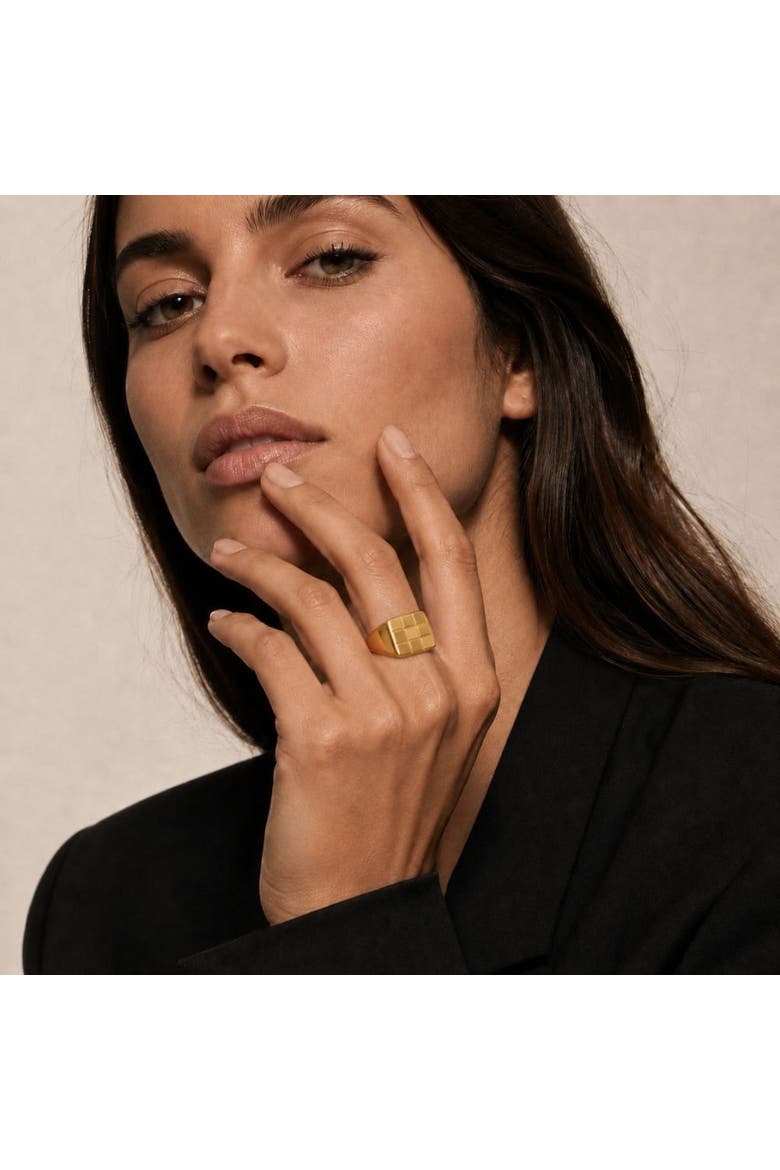 Squares Pattern Stainless Steel Ring, Alternate, color, Gold