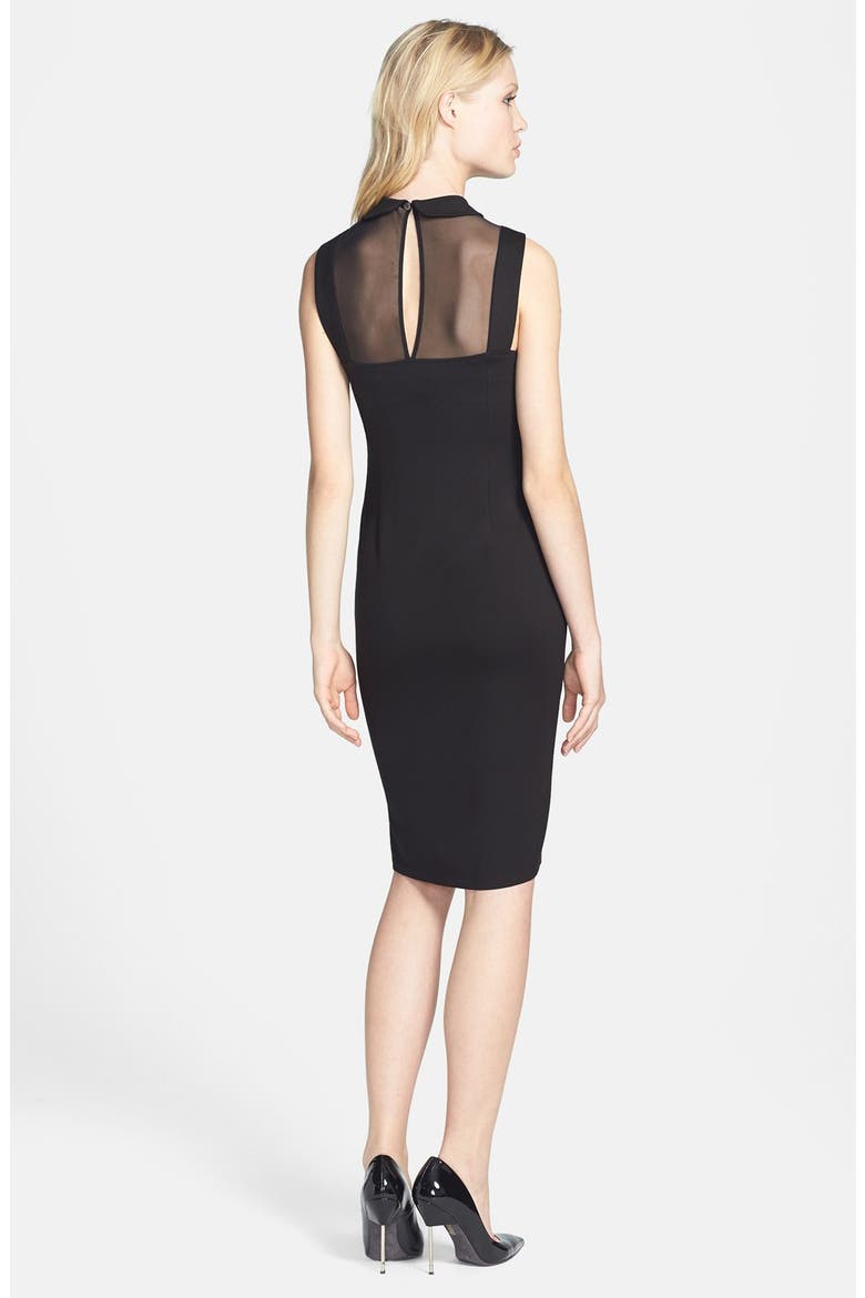 BB Dakota 'Rhyannon' Sheer Yoke Ponte Sheath Dress, Alternate, color, BLACK