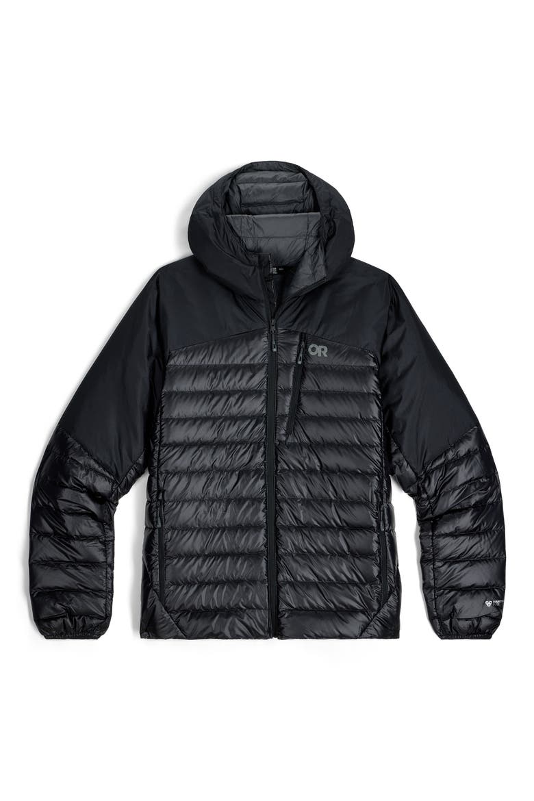 Helium Water Resistant Hooded 800 Fill Down Jacket, Alternate, color, SOLID BLACK